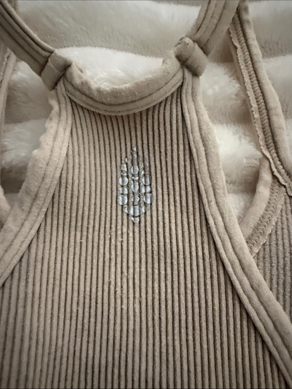 Free People Taupe Ribbed Racerback Crop Tank - Picture 3 of 4